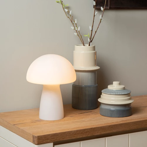 Lucide FUNGO - Lampe de table - 1xE27 - Opalin - ambiance 1